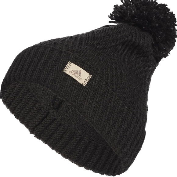 The Adidas Women's Black Knit Pom-Pom Beanie - Picture 1 of 6